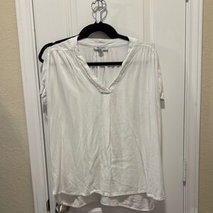 White V-Neck Women's Top